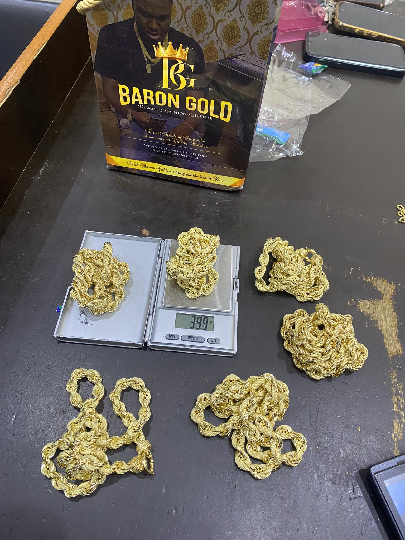Gold weighed for buying and selling